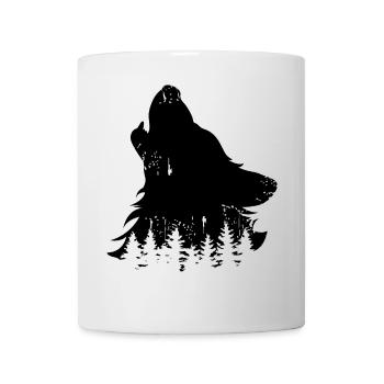 wald wolf jaulen Natur Hund Baum Symbol Logo icon - Tasse - Weiß - Vorne