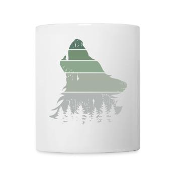 Wolf Wald retro Baum vintage Jaulen Hund Symbol - Tasse - Weiß - Vorne