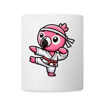 Cooler Flamingo Karate Schwarzer Gürtel Kampfsport - Tasse - Weiß - Vorne