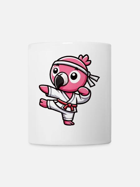 Cooler Flamingo Karate Schwarzer Gürtel Kampfsport - Tasse - Weiß