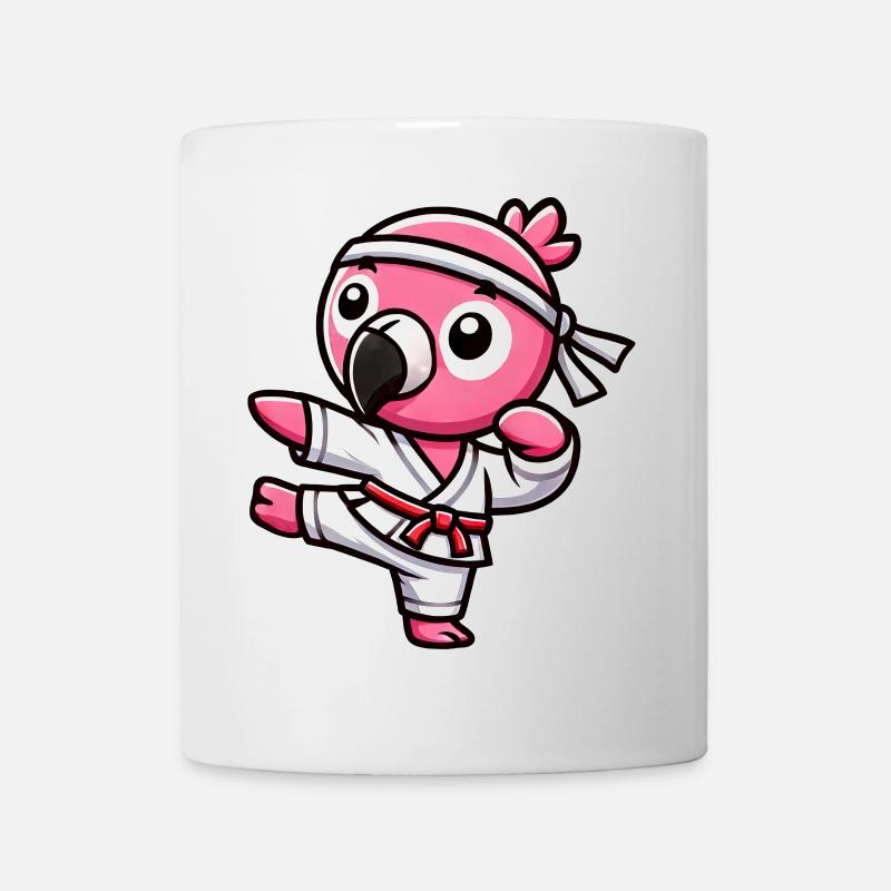 Cooler Flamingo Karate Schwarzer Gürtel Kampfsport - Tasse - Weiß