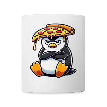 mignon pingouin chef dessin animé pizza maladroite - Mug blanc - blanc - Devant