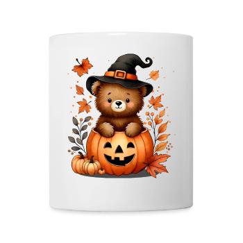 Ours en peluche d’Halloween dans la citrouille : Doux et effrayant - Mug blanc - blanc - Devant