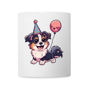 Border Collie Chiens Anniversaire Bande dessinée - Mug blanc - blanc - Devant