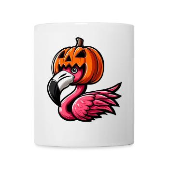 Lustiger Halloween-Kürbis Flamingo Herbst - Tasse - Weiß - Vorne