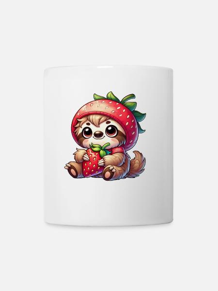 paresseux fraise fruits d’été design - Mug blanc - blanc
