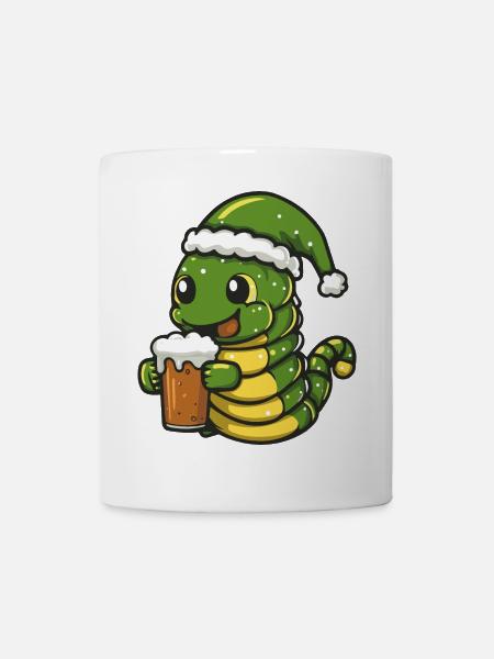 Wurm Weihnachten Bier - Tasse - Weiß
