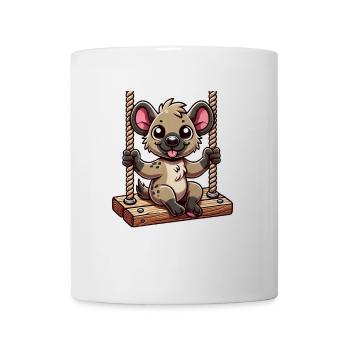 Lustige Hyäne schaukelt Cartoon Spielplatz - Tasse - Weiß - Vorne