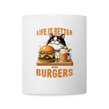Life is better with Burgers - fat cat - Mug - white - Front
