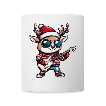 Hirsch Weihnachten Gitarre - Tasse - Weiß - Vorne
