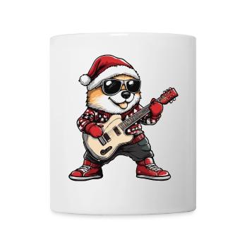 Akita Hund Weihnachten Gitarre - Tasse - Weiß - Vorne