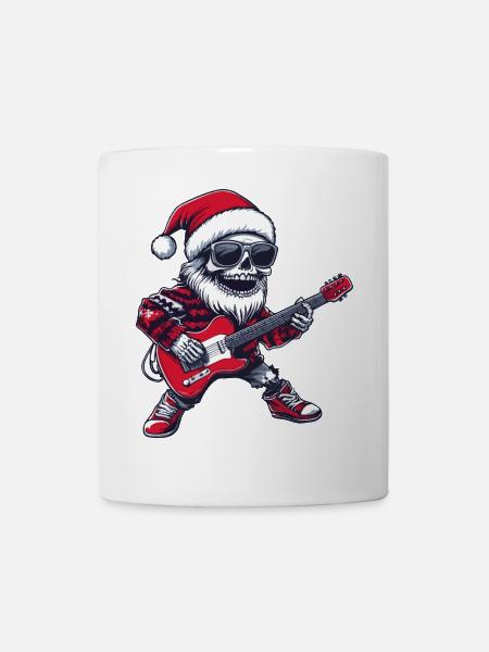 Skelett Santa Weihnachten Gitarre - Tasse - Weiß