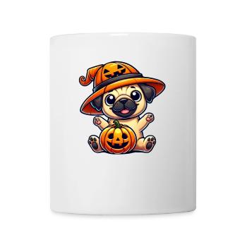Halloween Dog Pug Pumpkin Hat Whimsical - Mug - white - Front