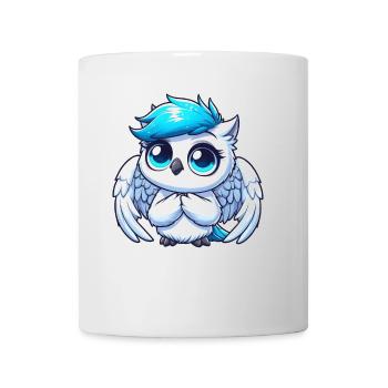 Cute snowy owl with blue eyes and wings - Mug - white - Front