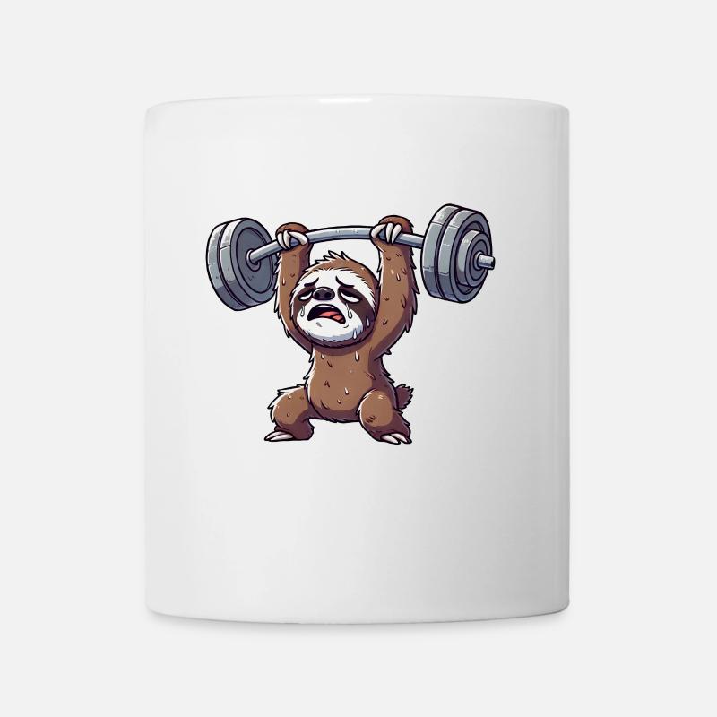 Faultier Workout Hantel Cartoon - Tasse - Weiß