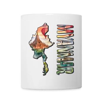 Watercolor Map Myanmar - Mug - white - Front