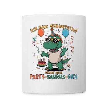 Party-Saurus-Rex, Dinosaurier Kindergeburtstag - Tasse - Weiß - Vorne