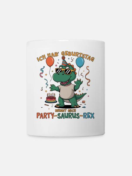 Party-Saurus-Rex, Dinosaurier Kindergeburtstag - Tasse - Weiß