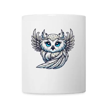 Cute Snowy Owl with Blue Eyes Angel Wings - Mug - white - Front