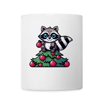 Skurriler lustiger Waschbär Weihnachtsbaum - Tasse - Weiß - Vorne