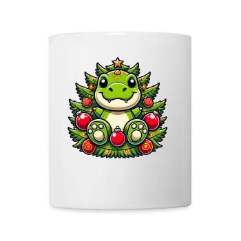 Mignon T-Rex Arbre de Noël Père Noël Dino - Mug blanc - blanc - Devant