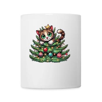 Christmas Tree Cat Santa Claus Comic - Mug - white - Front