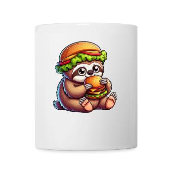 Süßes Faultier Hamburger Cheeseburger Fast Food Ca - Tasse - Weiß - Vorne