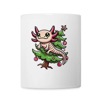Mignon Axolotl Noël arbre de Noël style bande dessinée - Mug blanc - blanc - Devant