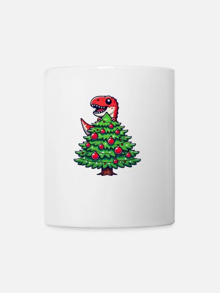 Süßer Comic T-Rex Weihnachten - Tasse - Weiß