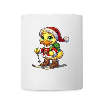 Winter Ente Weihnachten Skifahrer Santa Claus - Tasse - Weiß - Vorne