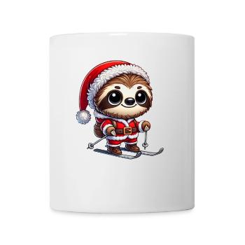 Weihnachtsfaultier Ski Wintersport Spaß - Tasse - Weiß - Vorne