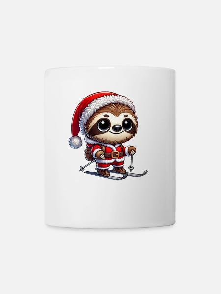 Noël paresseux Ski Sports d’hiver Plaisir - Mug blanc - blanc