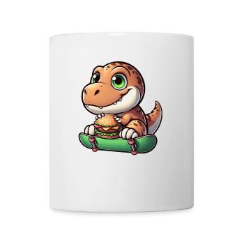T-Rex Dinosaur Skateboard Cheeseburger Fun - Mug - white - Front