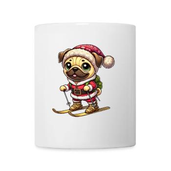 Pug on skis winter fun Christmas - Mug - white - Front
