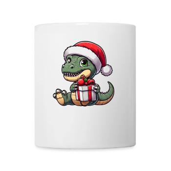 Weihnachtst-Rex Balancierender Dino Weihnachtsmann - Tasse - Weiß - Vorne