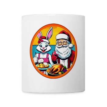Noël - Lapin de Pâques et Père Noël - Mug blanc - blanc - Devant