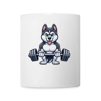 Husky Fitness Workout Bodybuilder Cartoon Gym - Tasse - Weiß - Vorne