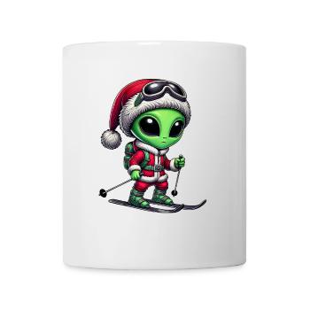 Weihnachten Alien Skifahrer Santa Skisport - Tasse - Weiß - Vorne
