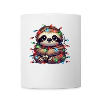 Guirlande lumineuse de Noël mignonne paresseux - Mug blanc - blanc - Devant