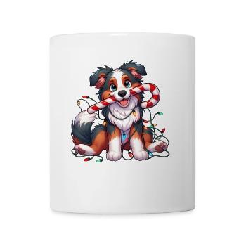 Christmas Dog Australian Shepard String Lights - Mug - white - Front