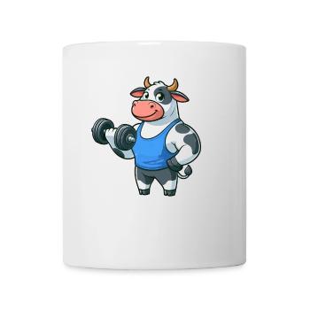 Entraînement physique fort du taureau dans la salle de sport - Mug blanc - blanc - Devant