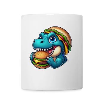 Dino T-Rex Hamburger Cheeseburger Fast Food - Mug - white - Front