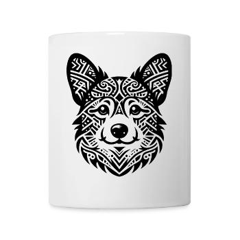 Portrait tribal de Welsh Corgi Pembroke - Mug blanc - blanc - Devant