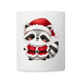 Waschbär in Santa-Kostüm – Süßes Weihnachtsmotiv - Tasse - Weiß - Vorne