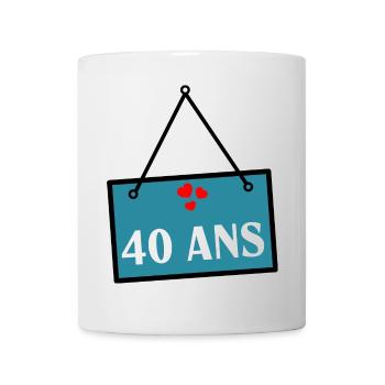 40. 40 ANS. 40e ANNIVERSAIRE. ANNIVERSAIRE 40 ANS. - Mug blanc - blanc - Devant