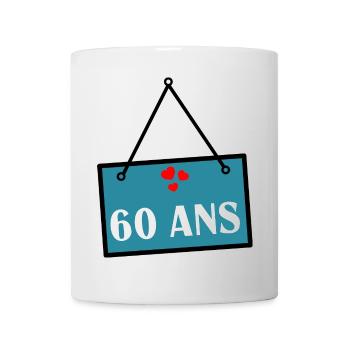 60. 60 ANS. 60e ANNIVERSAIRE. ANNIVERSAIRE 60 ANS. - Mug blanc - blanc - Devant