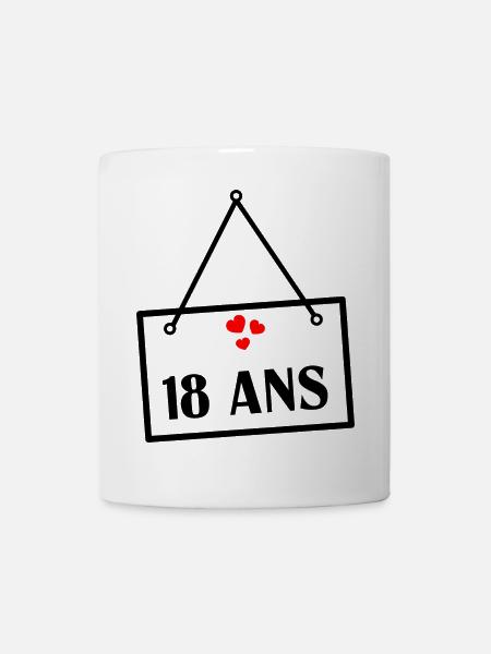 18. 18 ANS. 18e ANNIVERSAIRE. ANNIVERSAIRE 18 ANS. - Mug blanc - blanc