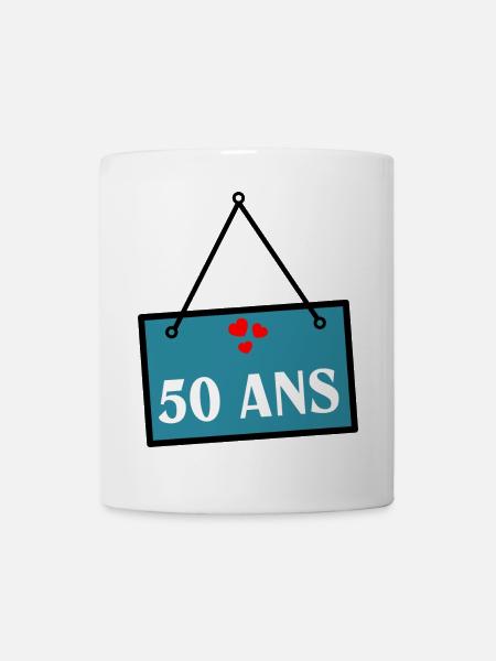 50. 50 ANS. 50e ANNIVERSAIRE. ANNIVERSAIRE 50 ANS. - Mug blanc - blanc