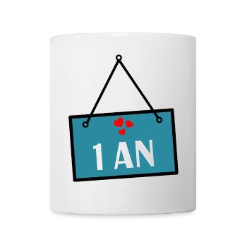 1. 1 AN. 1er ANNIVERSAIRE. ANNIVERSAIRE 1 AN - Mug blanc - blanc - Devant