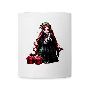 Christmas elf with kitten. - Mug - white - Front